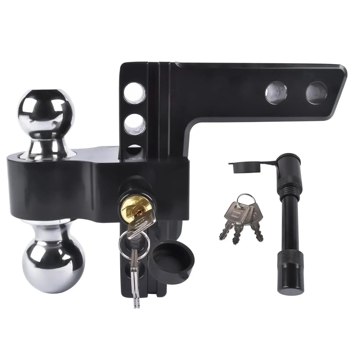 AP03 Black Adjustable Trailer Hitch Fits 2" Receiver, 6" Drop/Rise Aluminum Drop Hitch -12,500 LBS for Heavy Trucks