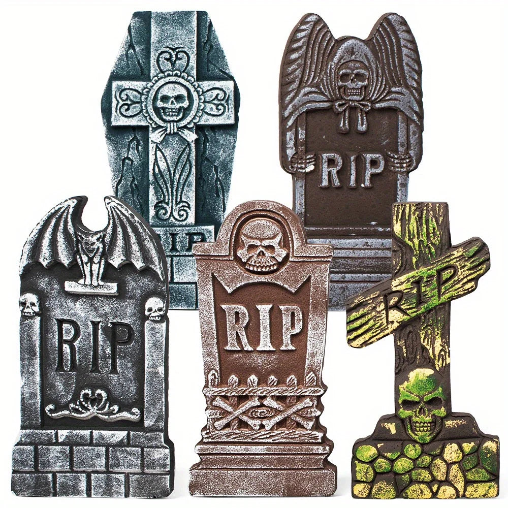 Joyfy Halloween Graveyard Tombstones Outdoor Decorations With Metal Stakes