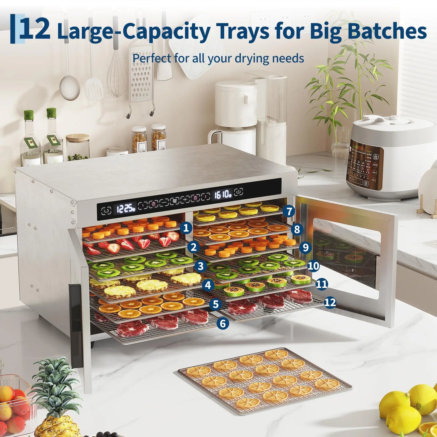 Adoolla Dual Zone Digital Stainless Steel Food Dehydrator