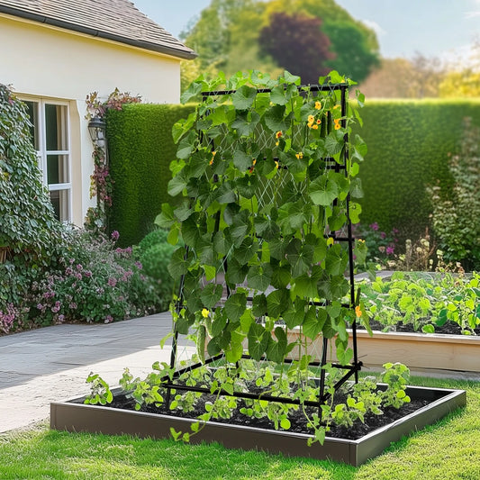 Wisfor Metal Garden Trellis Arch For Climbing Plants With Netting