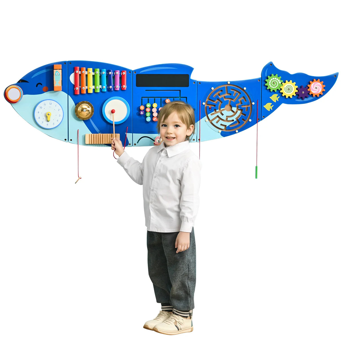 SucceBuy Kids Wall Busy Board Montessori Sensory Learning Activities