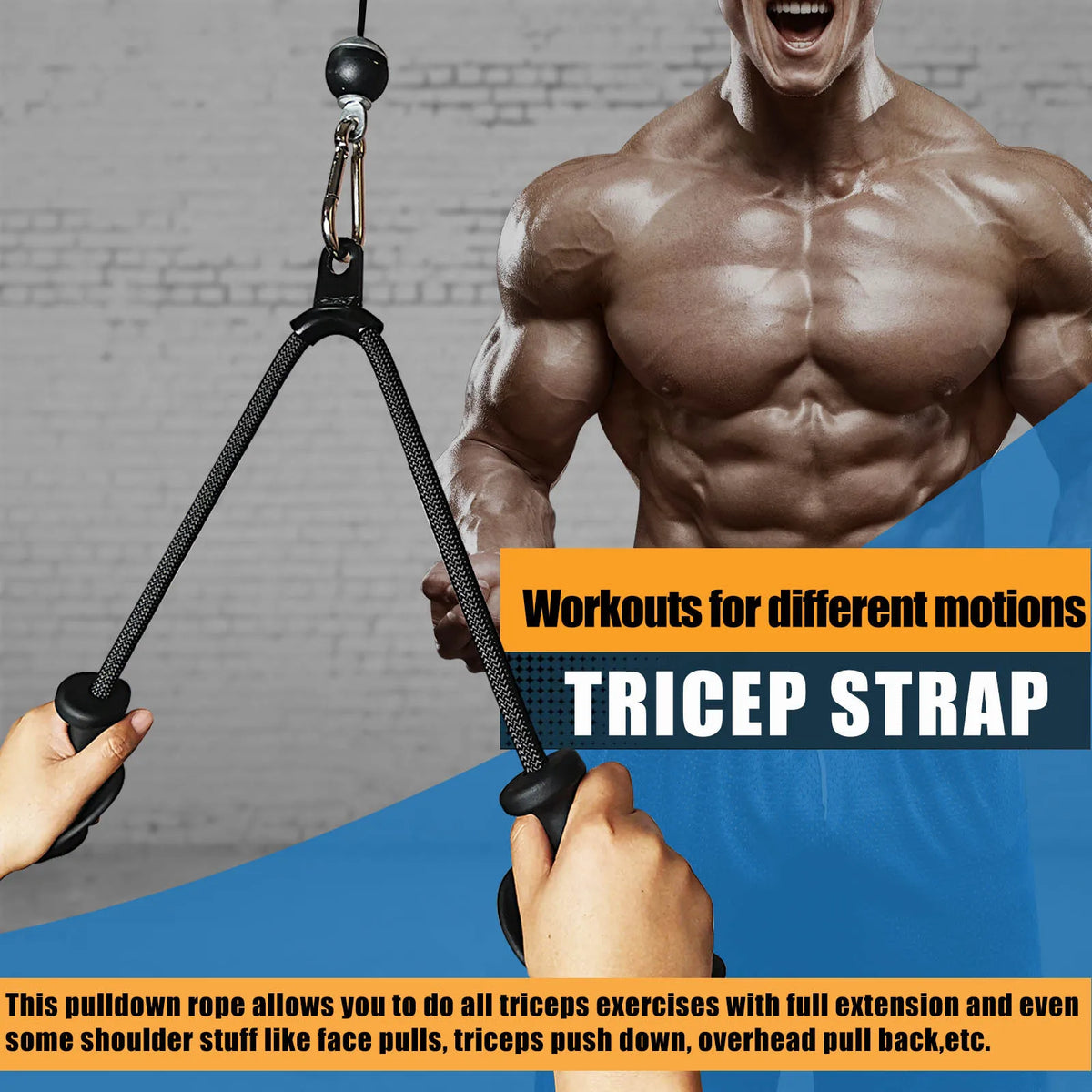 MARSAFIT Ergonomic Tricep Rope Cable Attachment for Gym Training