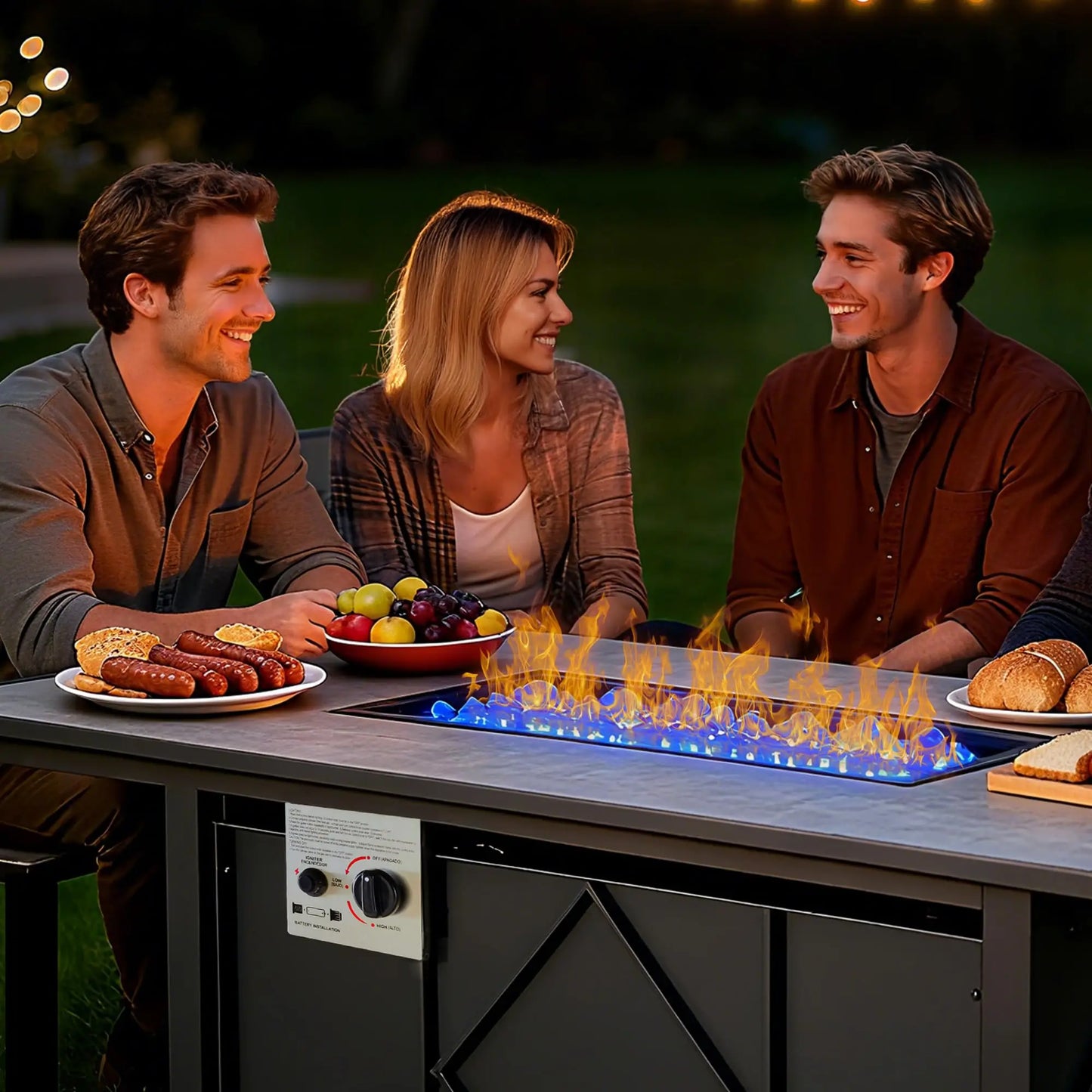 JHK Outdoor Propane Fire Pit Table For Patio Gardens