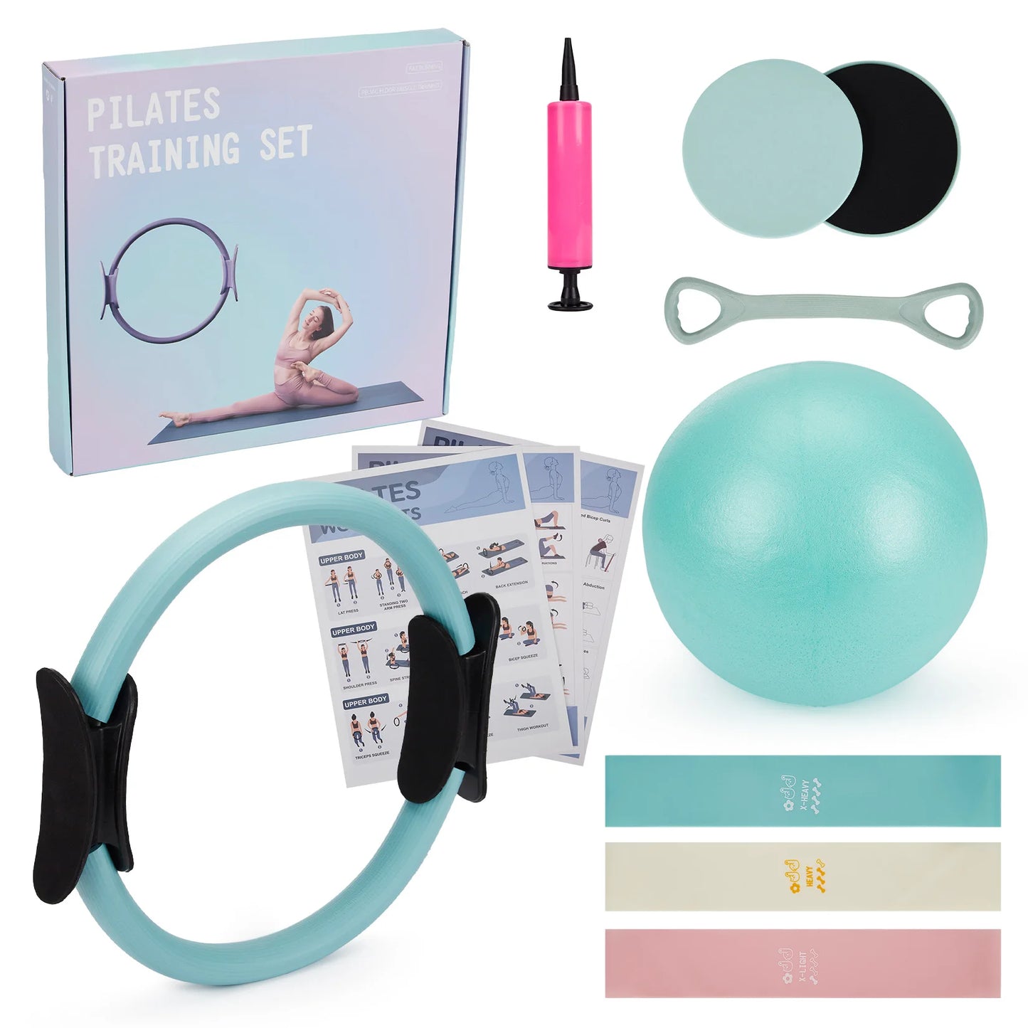 Complete Pilates Training Set With Resistance Bands And Exercise Ball