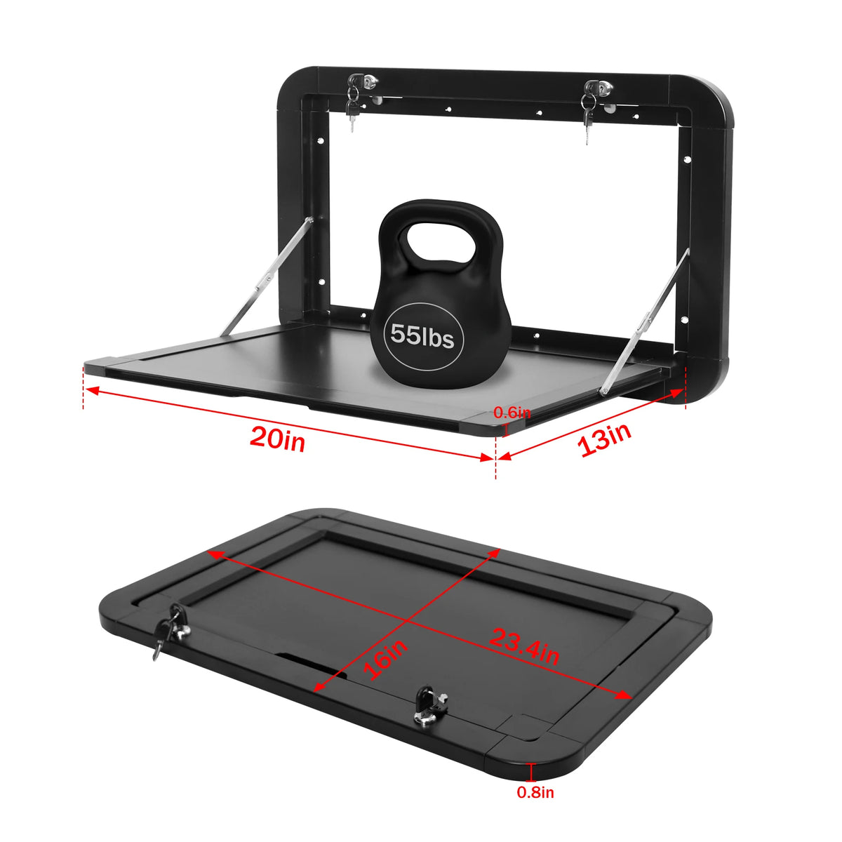 HWHongRV RV Wall Mounted Folding Table with Locking Switch Space Saving Fold Down Table for Camper Van Motorhome Boat 2 Sizes