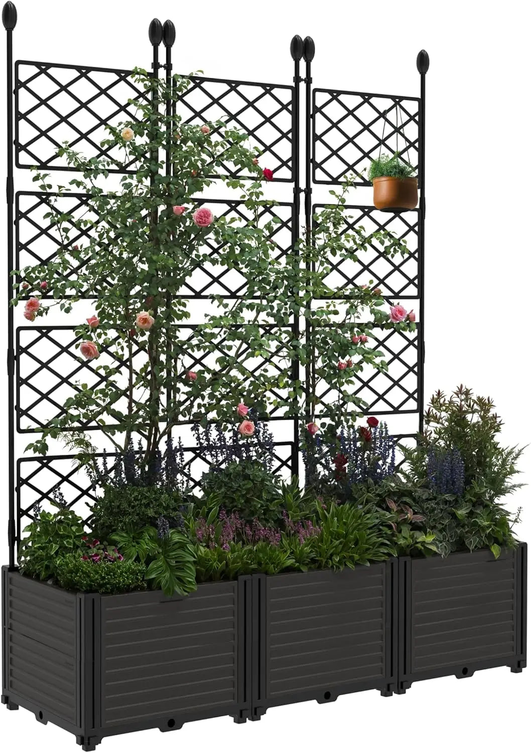 Twister Ck Plastic Planter Box With Trellis For Garden Planting