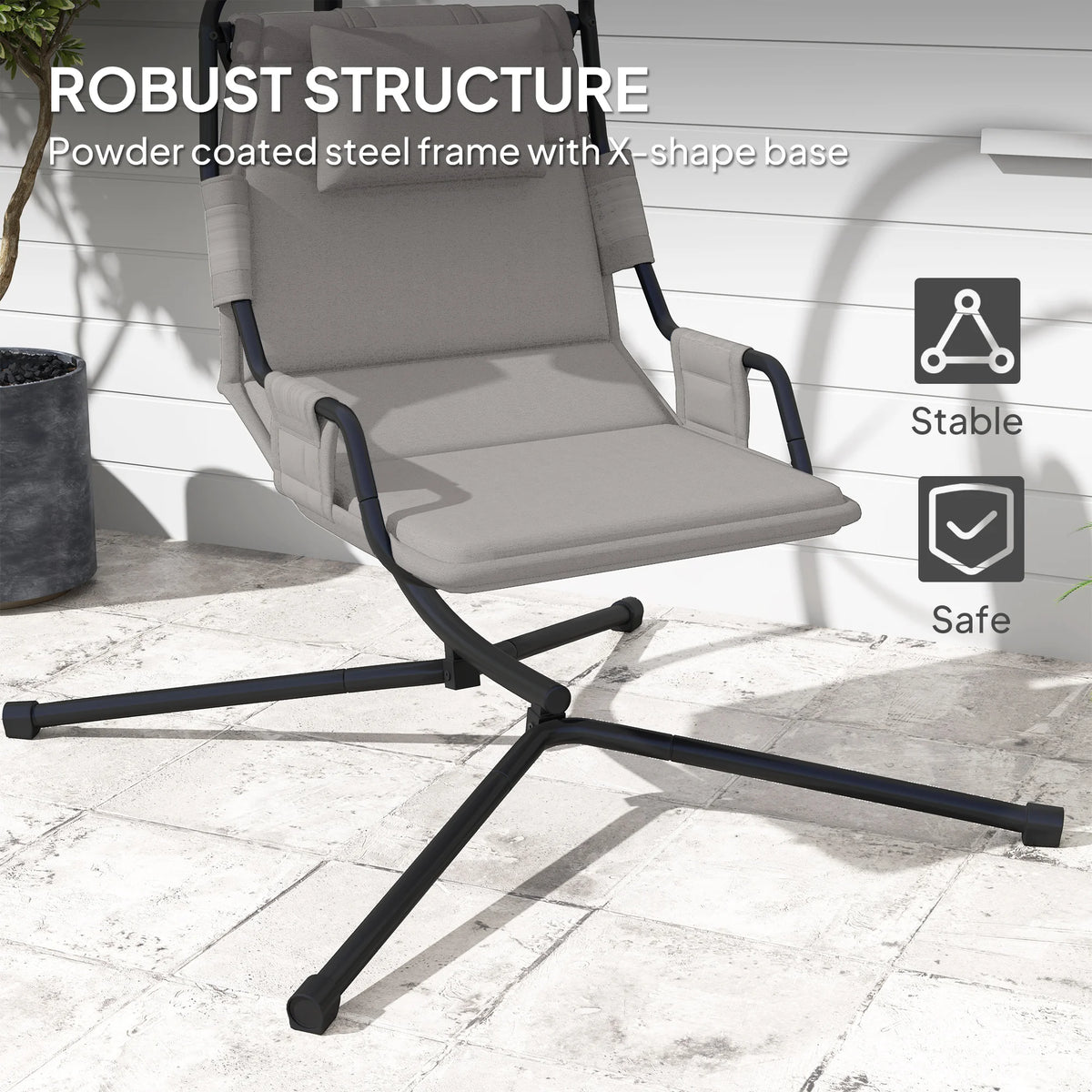 Outsunny Freestanding Hammock Swing Chair With Comfortable Cushioned Seat