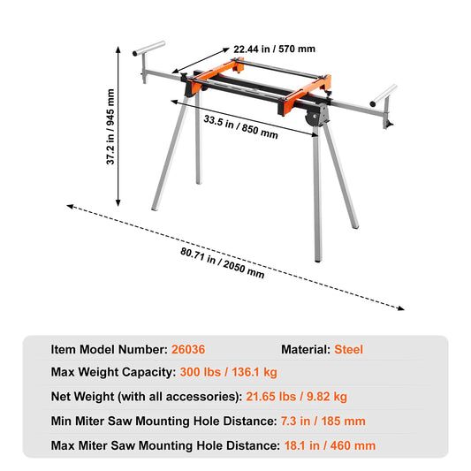 SucceBuy Steel Collapsible Miter Saw Stand With Adjustable Brackets