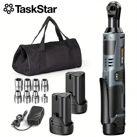 TaskStar 12V Cordless Brushless Electric Ratchet Wrench Kit