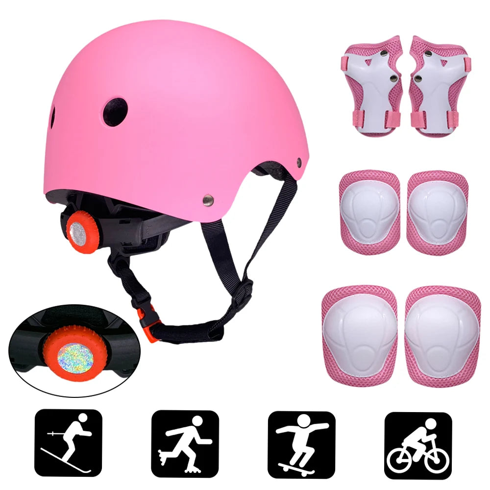 Kids Adjustable Skateboard Protective Gear Set With Helmet