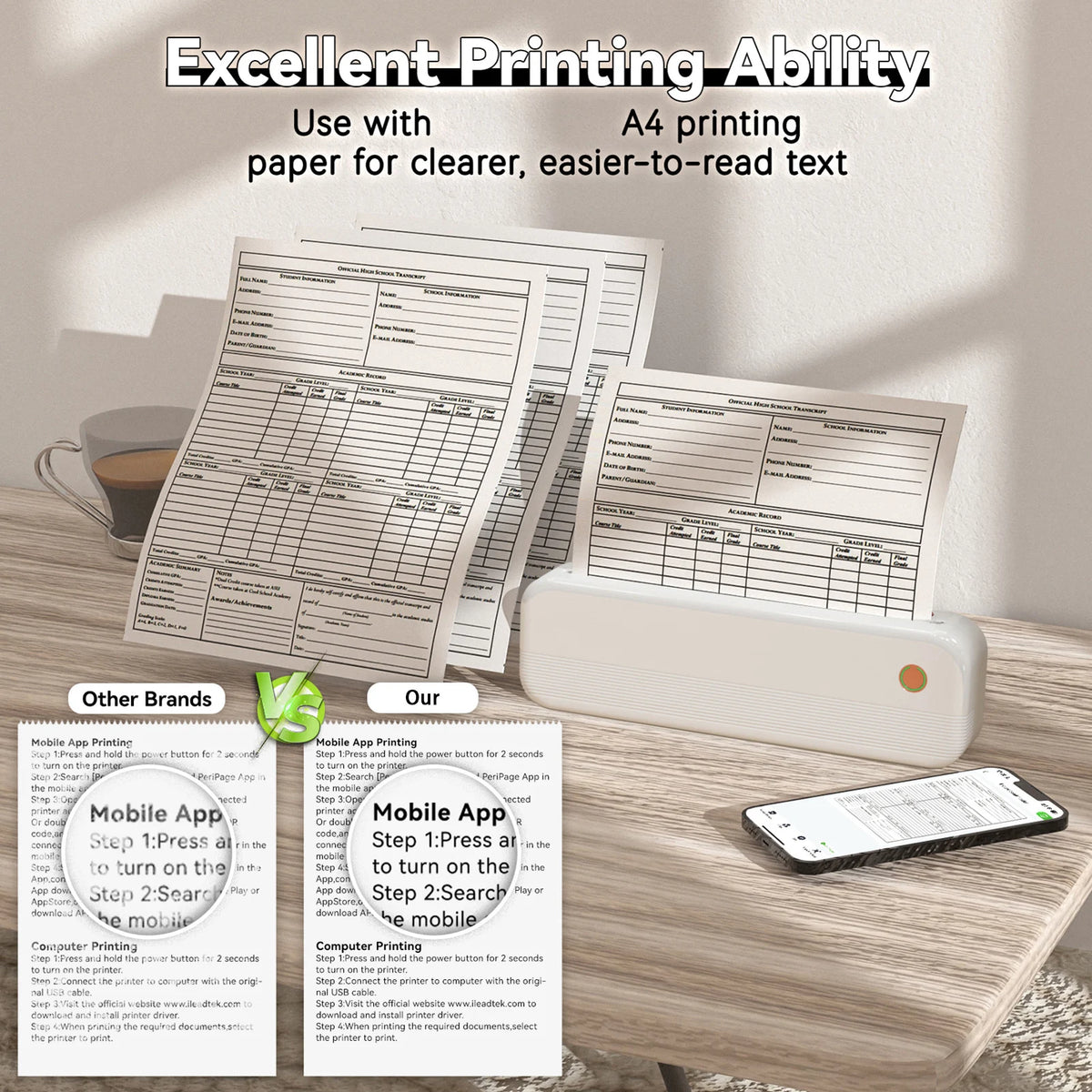 Aibecy Portable Wireless Thermal Printer For Mobile Photos