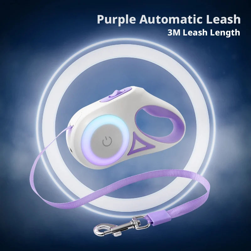 Retractable LED Dog Leash One Hand Brake And Enhanced Visibility