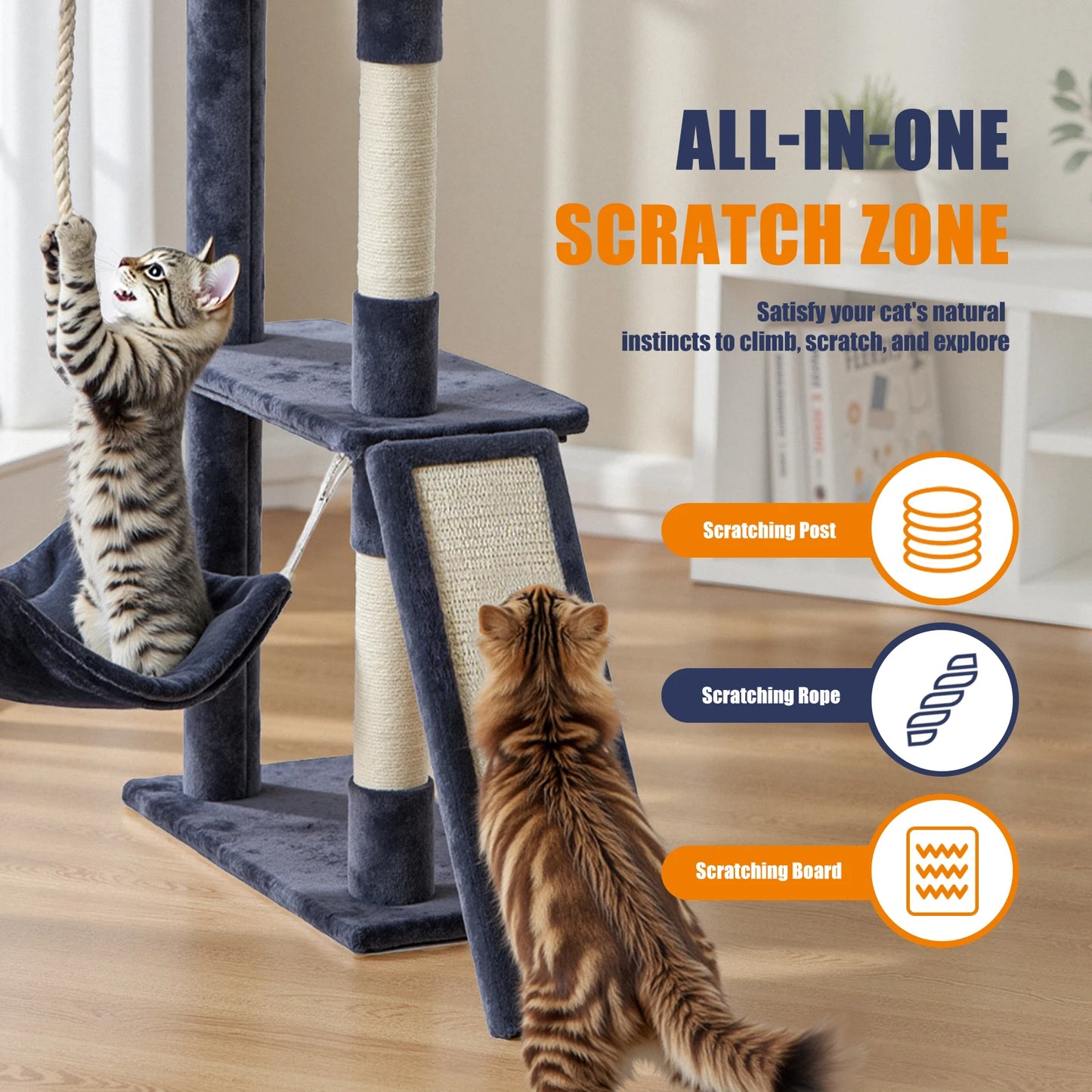 Jhk Sturdy Multi Tier Cat Tree With Sisal Scratching Posts