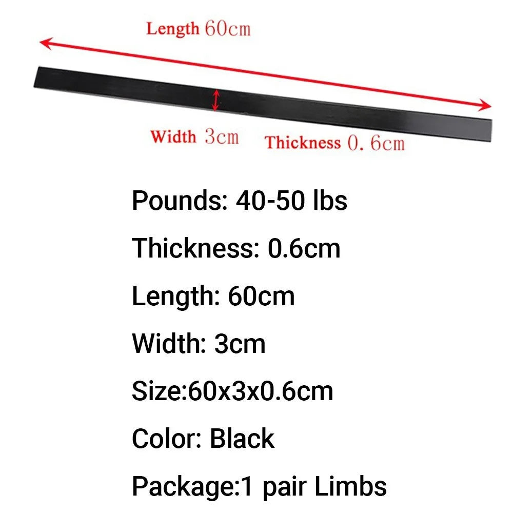 40lbs Fiberglass Bow Limbs Set High Toughness Fiberglass Laminated Limbs Universal DIY Replacement Accessory Fit Traditional Split Recurve Bow Adult Archery Practice Hunting Spare Parts