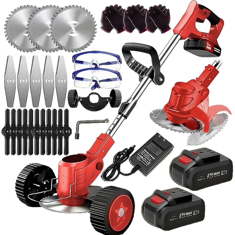 Wireless Electric Weed Trimmer And Lawn Edger With Dual Batteries