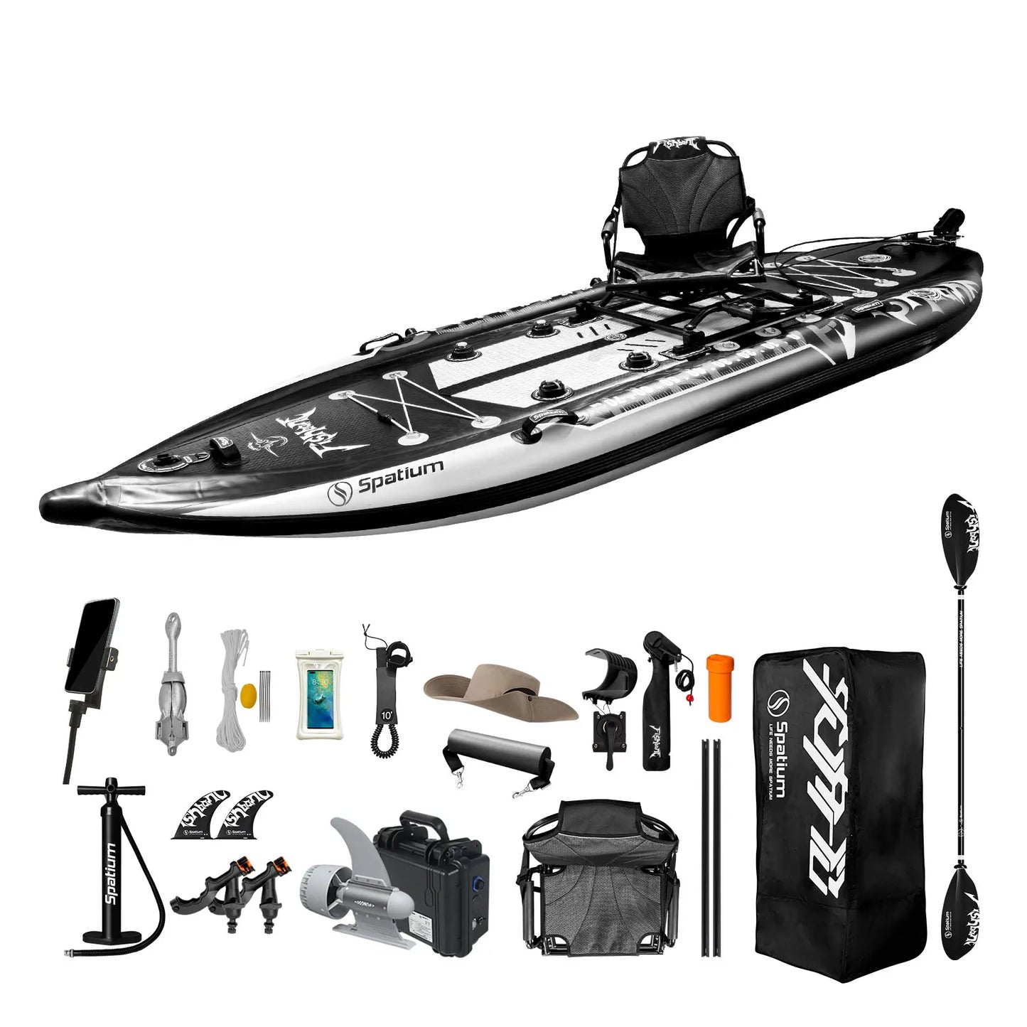 Spatium Inflatable Fishing Paddle Board Triple Chamber With Motor