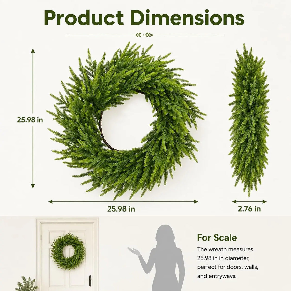 Artificial Cedar Christmas Wreath for Door and Home Decoration
