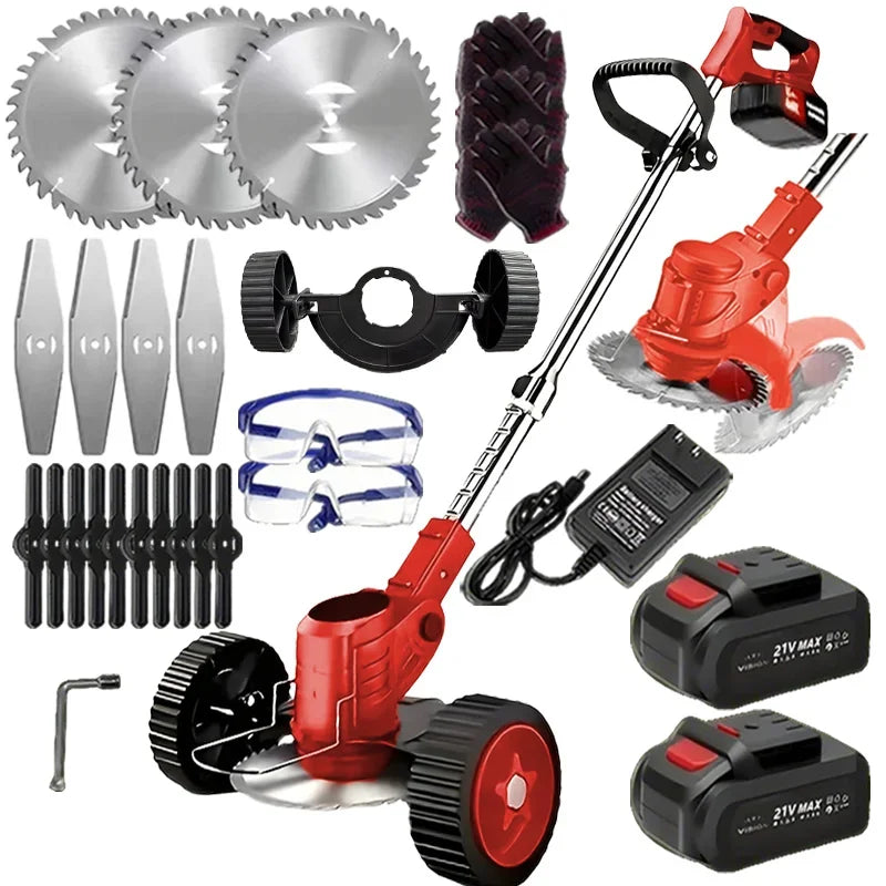 Wireless Electric Weed Trimmer And Lawn Edger With Dual Batteries