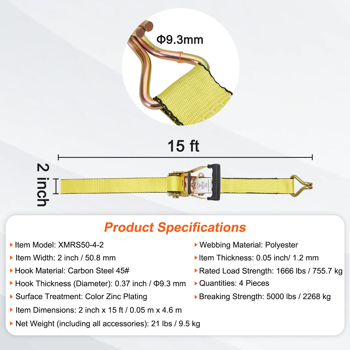 SucceBuy 4pcs 2/4/8M Ratchet Strap Tie Down Cargo Belt with Metal Buckle Tensioner Strong Lashing for Luggage Car Motorcycle