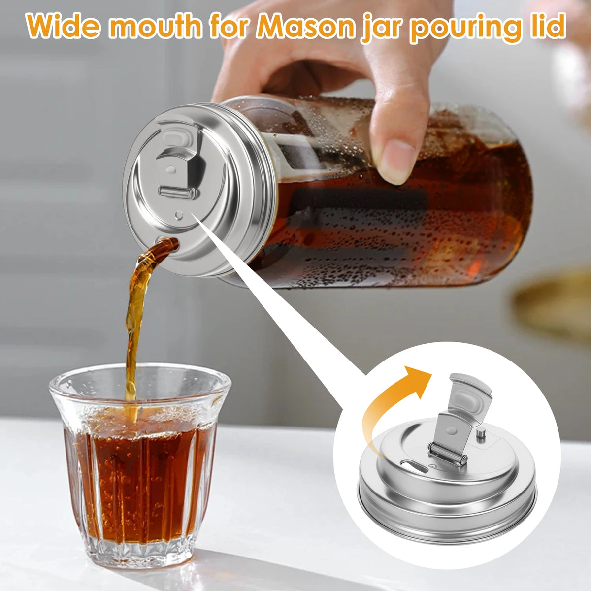 Stainless Steel Mason Jar Sealing Caps With Pour Nozzles