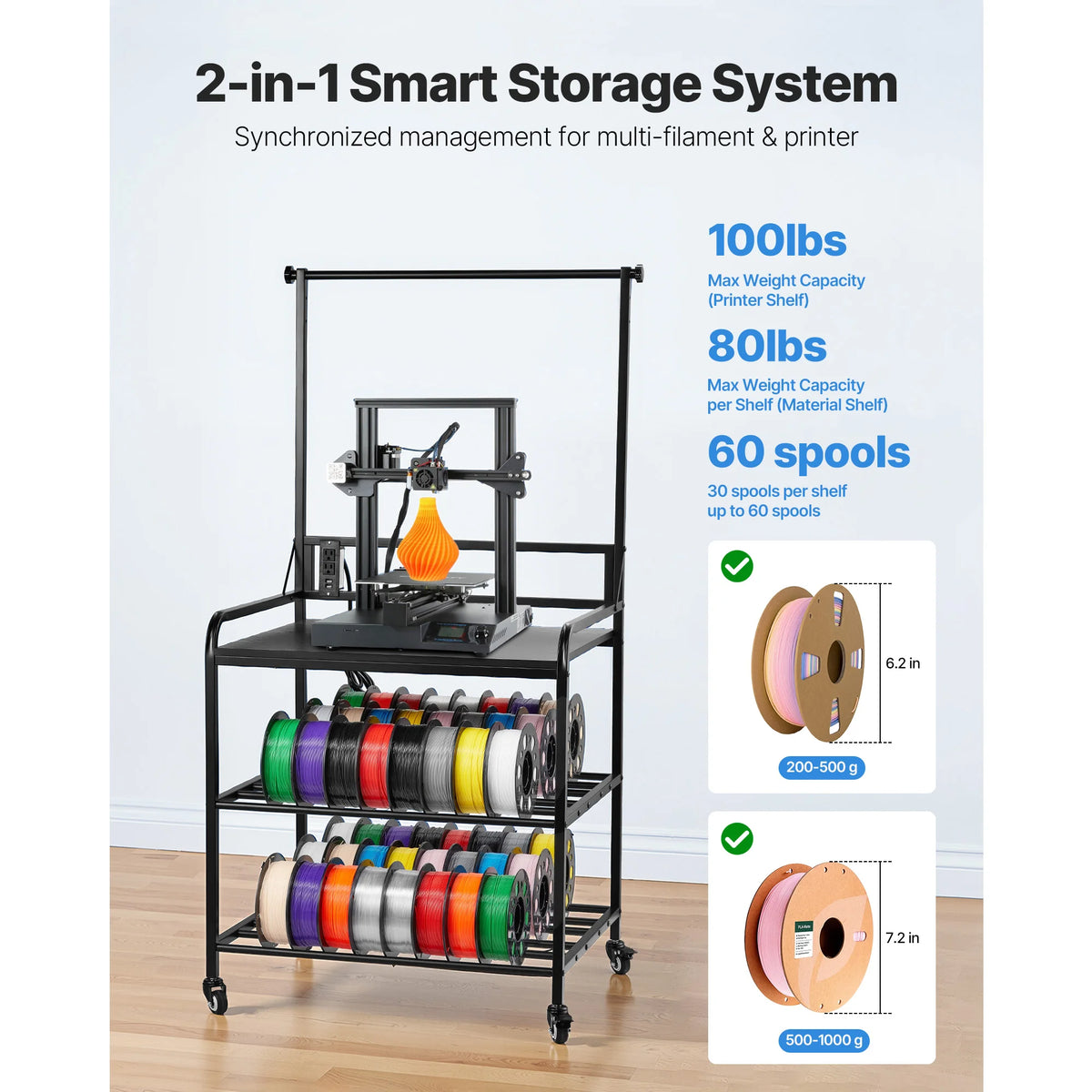 SucceBuy 3 Tier 3D Printer Filament Storage Rack Organizer Stand