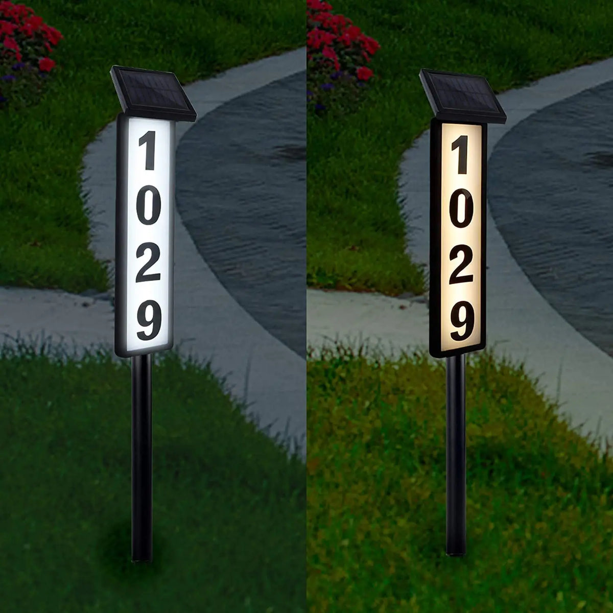 Solar Powered Outdoor Address Sign Ground Insert Lawn Light