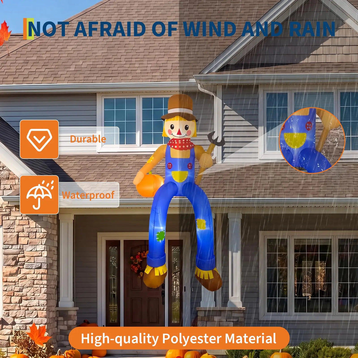 Thanksgiving Scarecrow Inflatable Outdoor Decoration With LED Lights