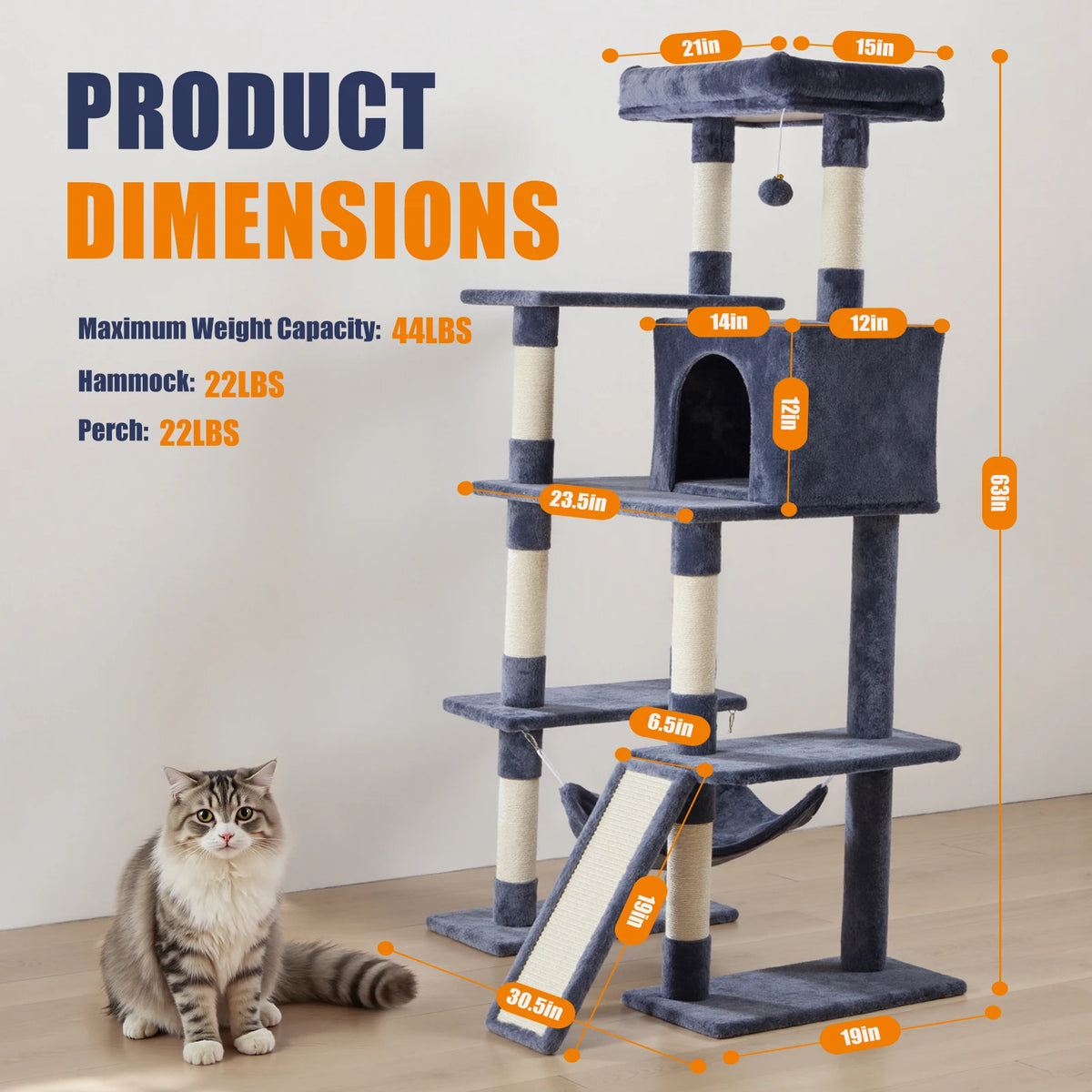 Jhk Sturdy Multi Tier Cat Tree With Sisal Scratching Posts