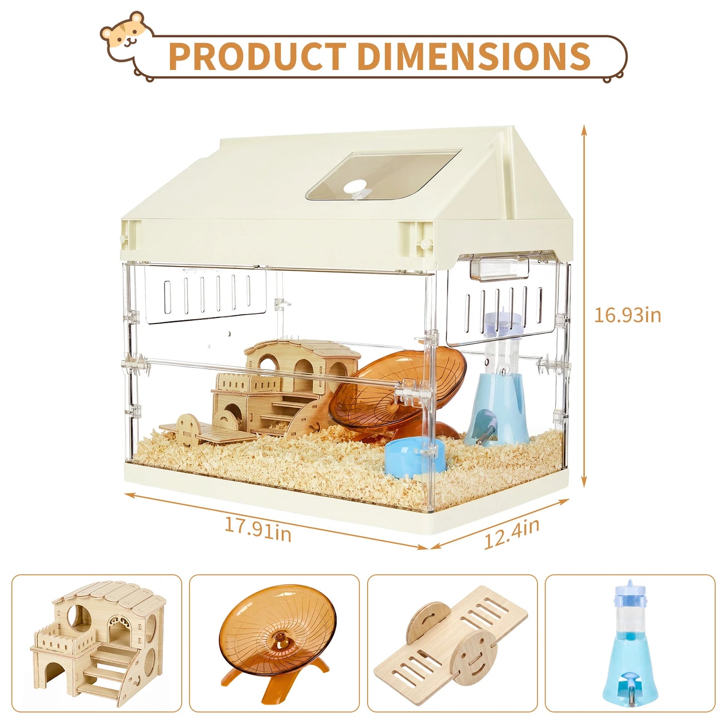 HiMISS Chew Proof Acrylic Hamster Cage Starter Kit For Small Pets