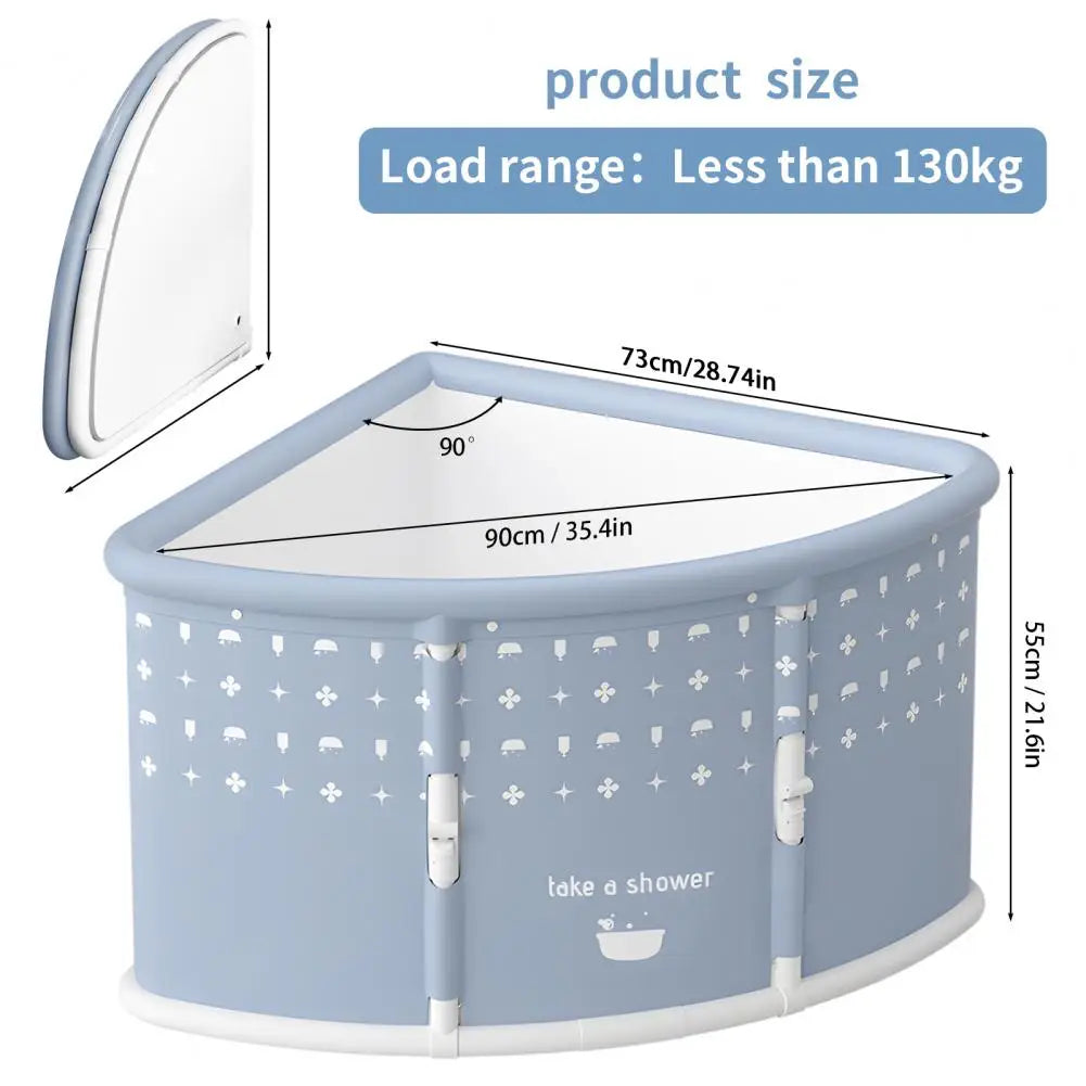 Fan Shaped Portable Foldable Bathtub With Ergonomic Seat Cushion