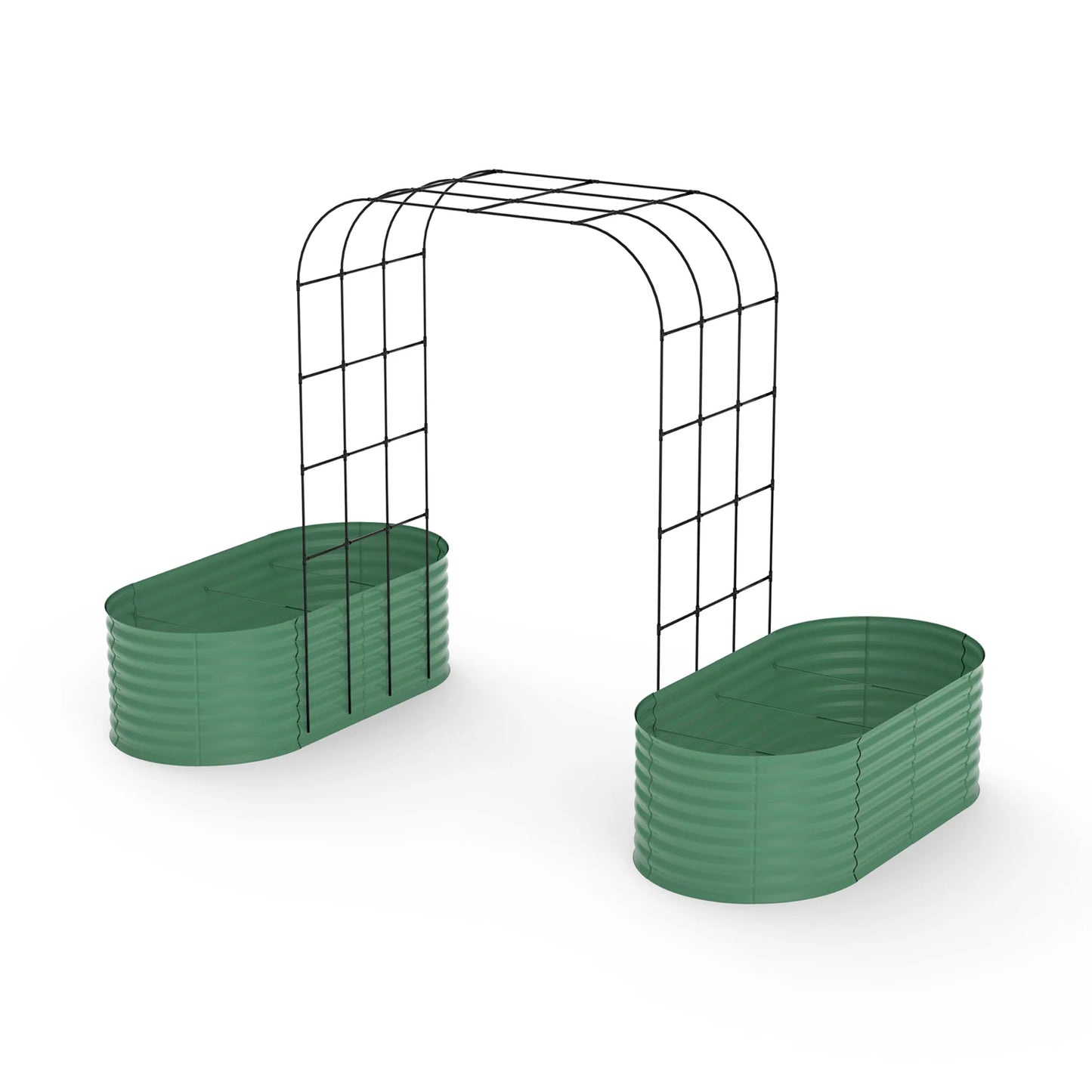 Galvanized Raised Garden Bed with 96in Arch Trellis, Rustproof Expandable Planter Box for Vines Flowers Herbs