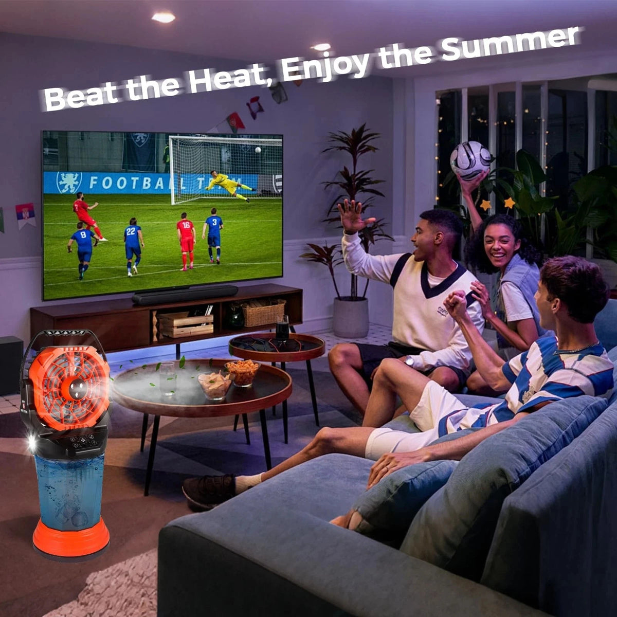 TaskStar Portable Rechargeable Misting Fan With Remote Control