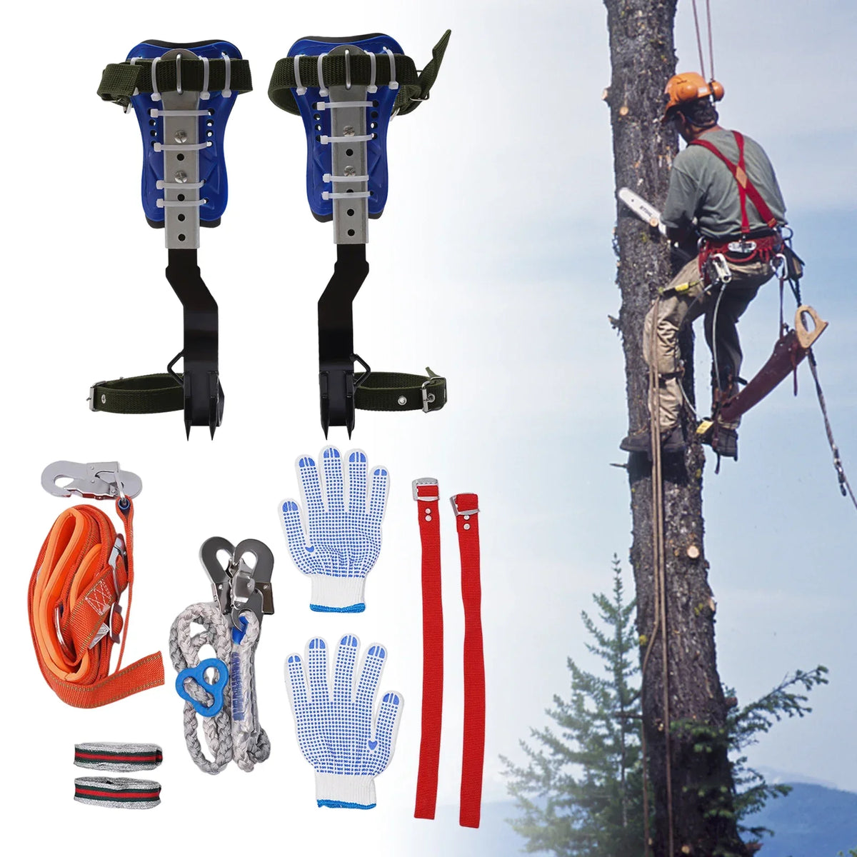 Adjustable Tree Climbing Spike Set With Durable Steel Construction
