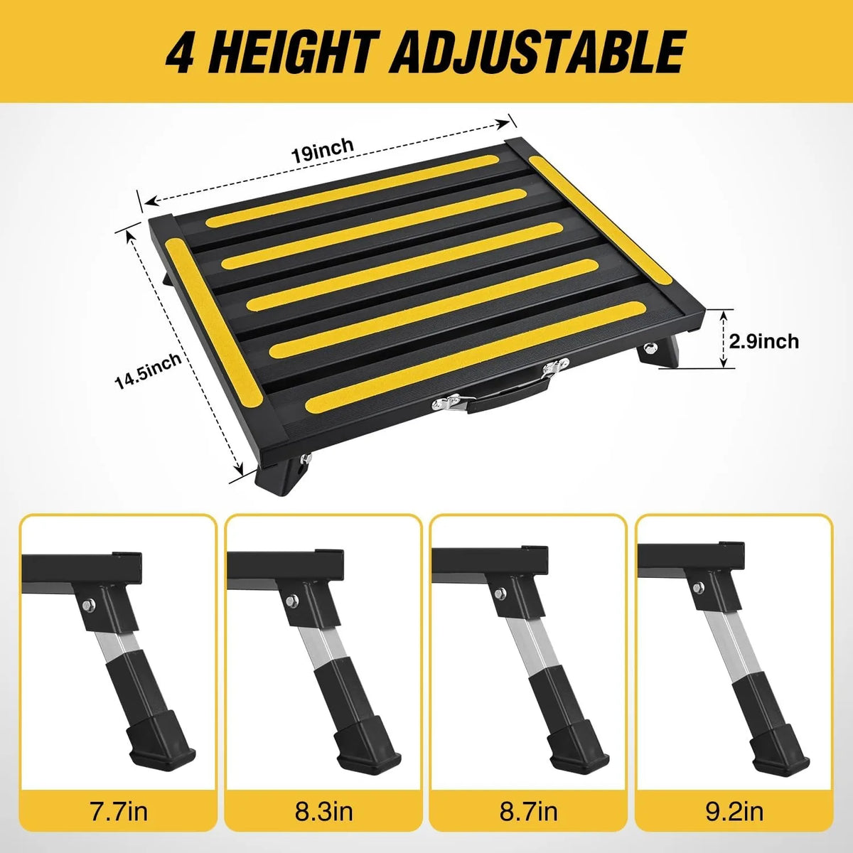 Nilight Portable RV Step Stool Folding Aluminum 19x14.5 Level Adjustable 500lbs Heavy Duty Anti Slip Platform for Camper Trailer