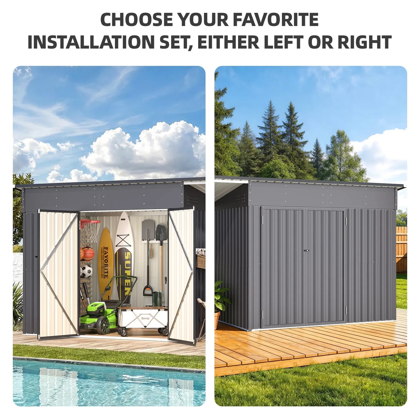 Outdoor Open Sided Metal Storage Shed With Hardtop Metal Gazebo
