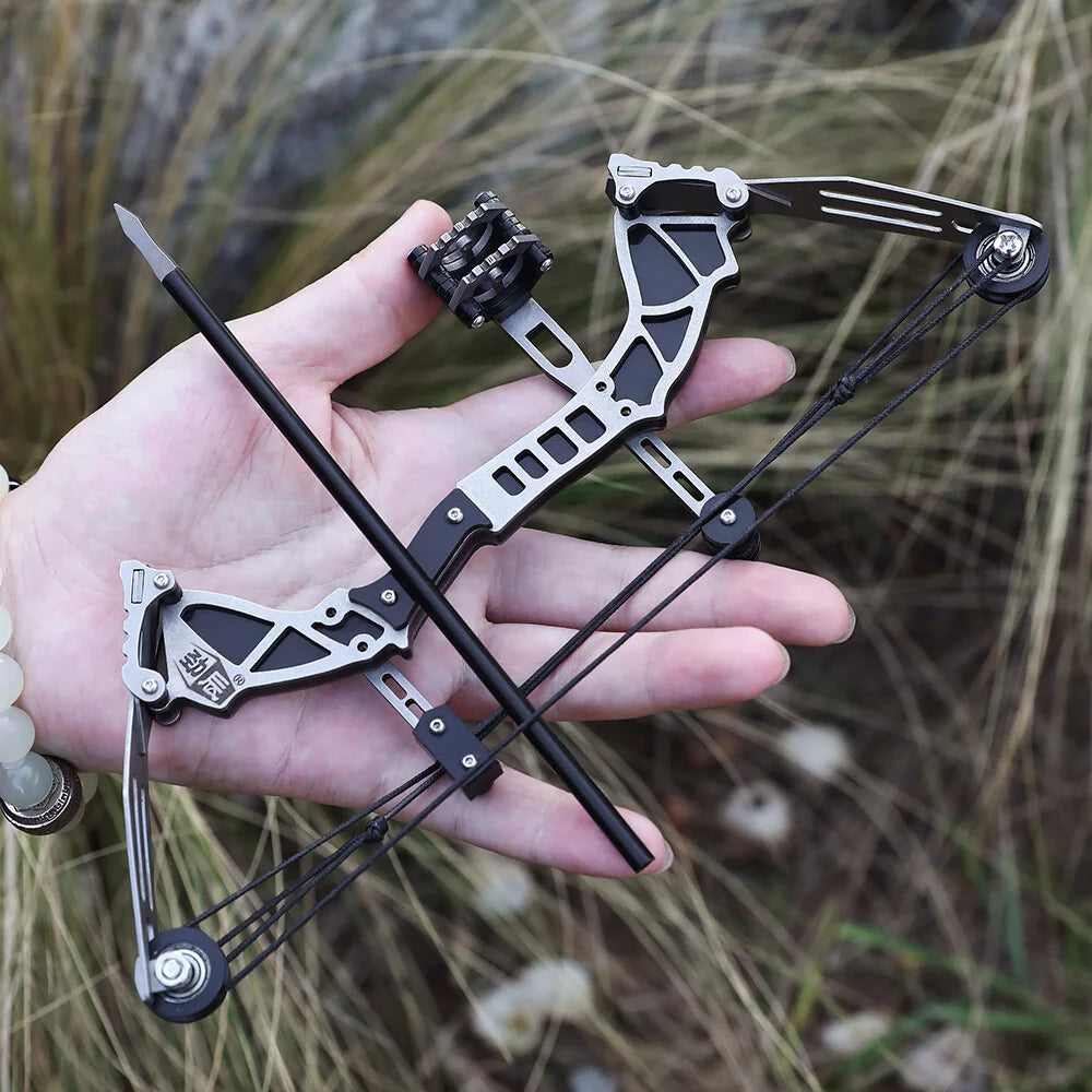Pocket Mini Compound Bow 12lbs 9.5 Inch Pulley Design with 12pcs Arrows 20m Range for Adults Teens Outdoor Shooting Practice Games