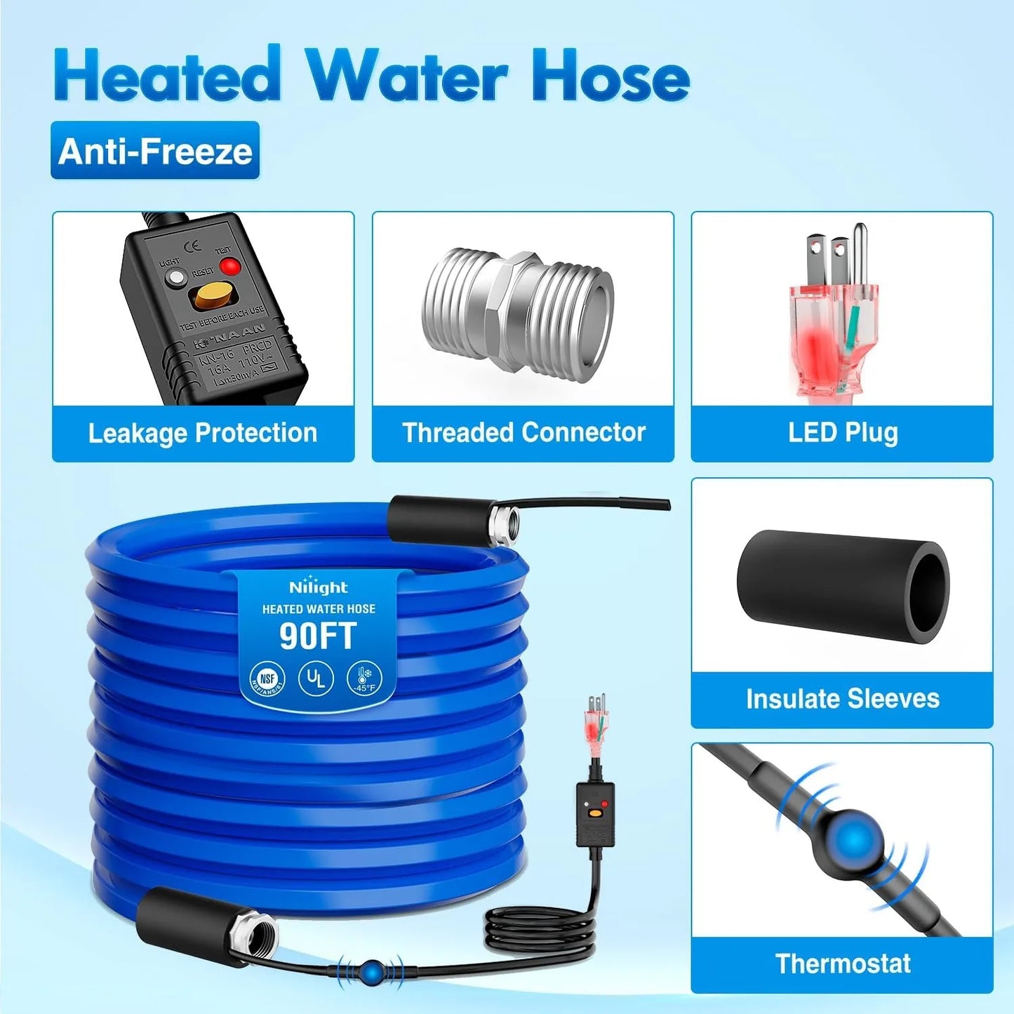 Nilight Heated Water Hose For Outdoor And Garden Use