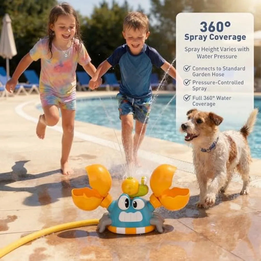 Water Sprinkler for,3-in-1 Crab Outdoor Toy with Toss Game, Batting Game and Splashing Fun, Attaches to Garden Hose, Summer Bac