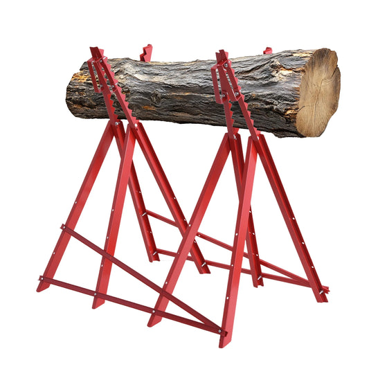 Folding Sawhorse Heavy Duty 220 lbs Capacity Adjustable Steel Sawbuck Log Cutting Stand, Portable Foldable Saw Horse Work Support for Firewood Splitting, Wood Cutting Sawhorse for Workshop Garage Outdoor Use