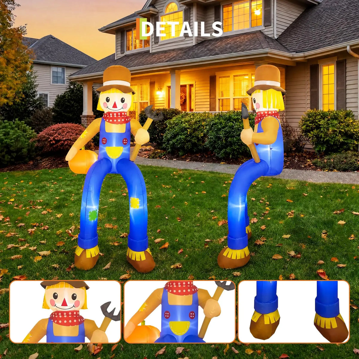 Thanksgiving Scarecrow Inflatable Outdoor Decoration With LED Lights