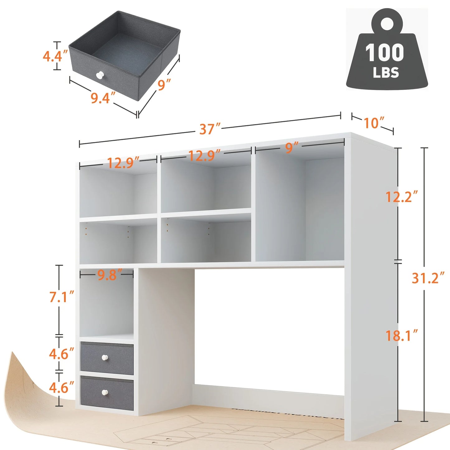 Adjustable Wooden Desktop Storage Rack With Seven Compartments