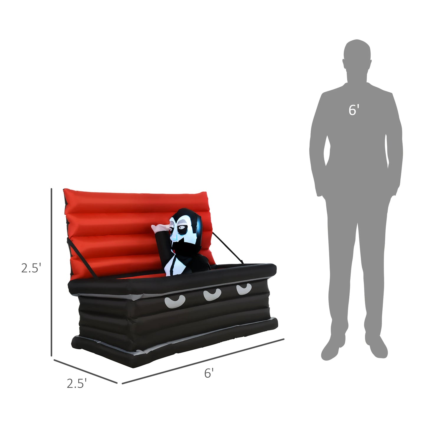 Inflatable Vampire Halloween Coffin Lighted Outdoor Yard Display