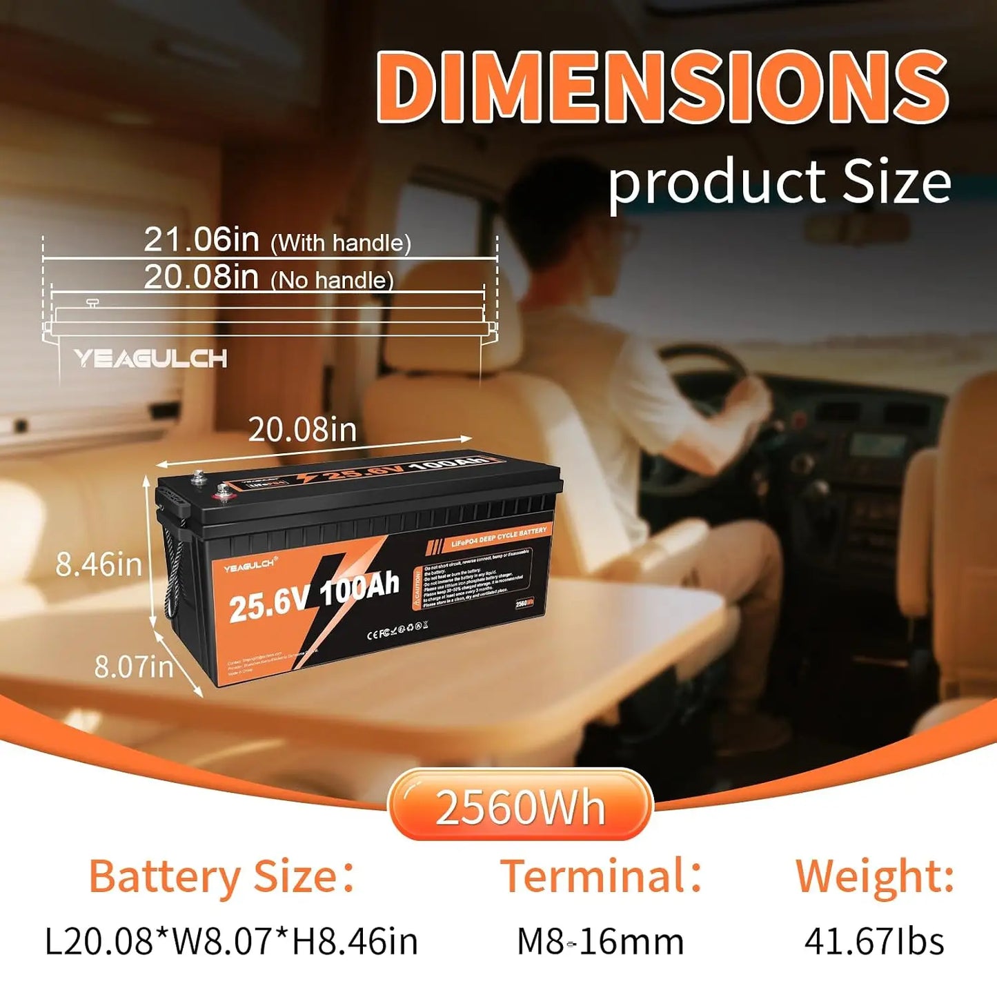 2 Packs 24V 100Ah LiFePO4 Battery with 100A BMS 2560Wh | 15000+ Deep Cycles Rechargeable Perfect for Off-Grid Solar, Customized