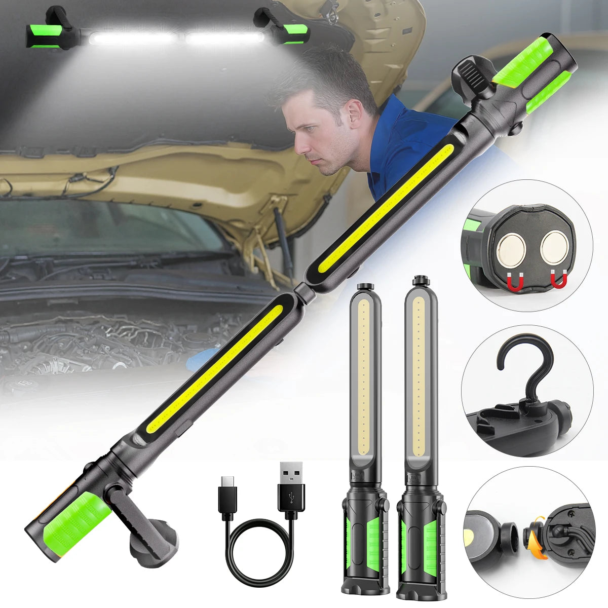 Mixjoy 2400 Lumen Magnetic Rechargeable Led Work Light