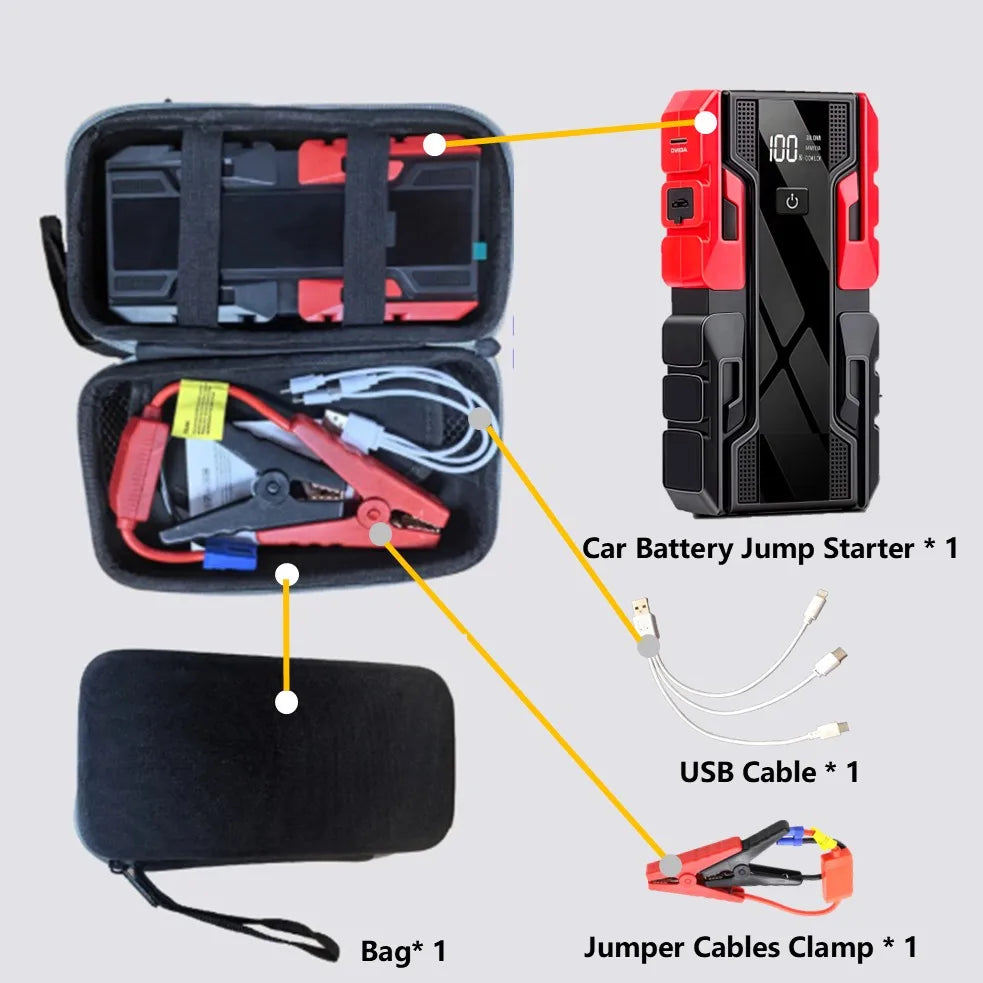 3000A Car Jump Starter Portable Power Bank Car Battery Emergency Boosters Starting Device Car Starter for Petrol 6.0L Diesel 4.0
