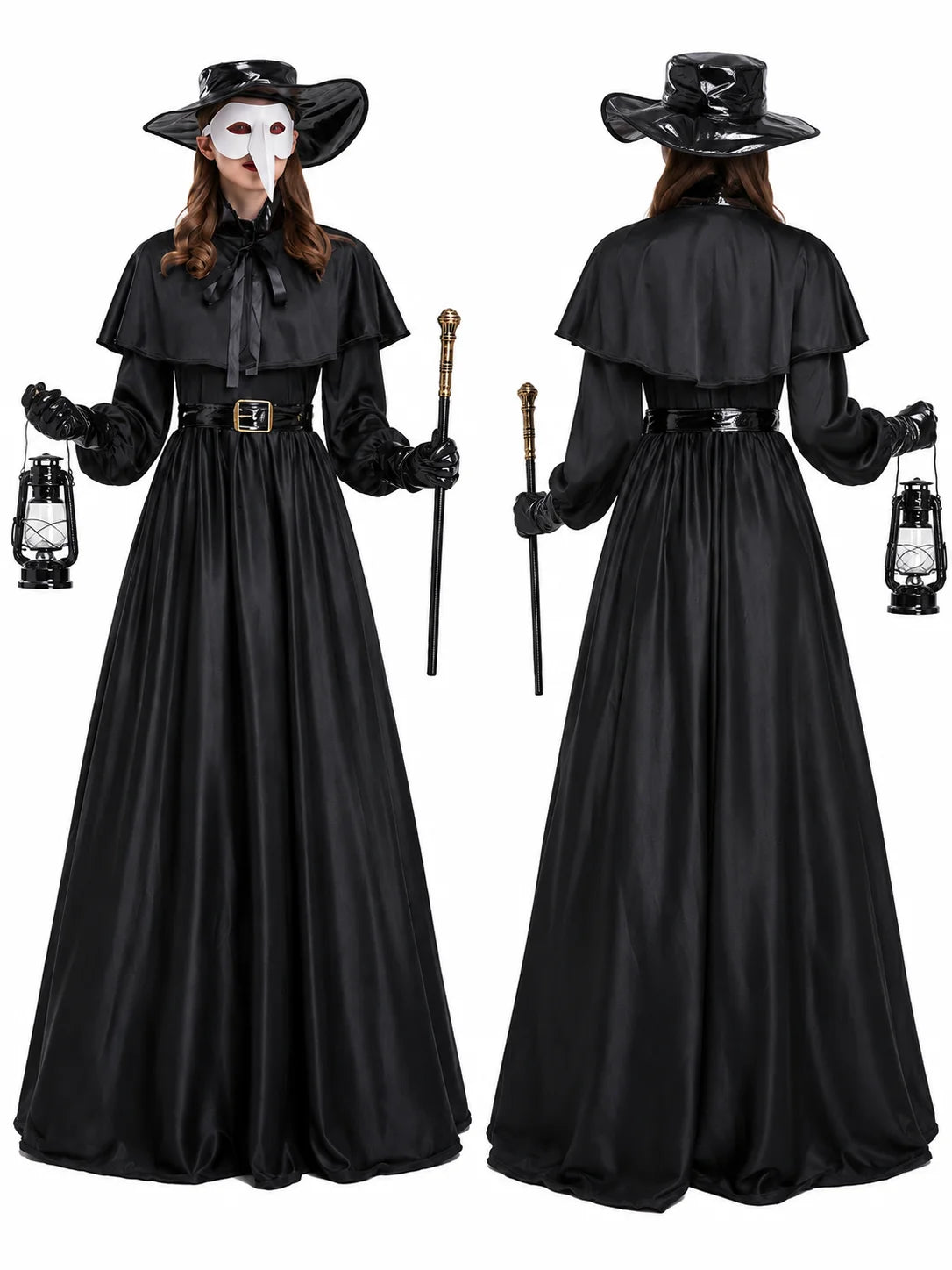Women Plague Doctor Costume Set Medieval Gothic Cosplay Outfit