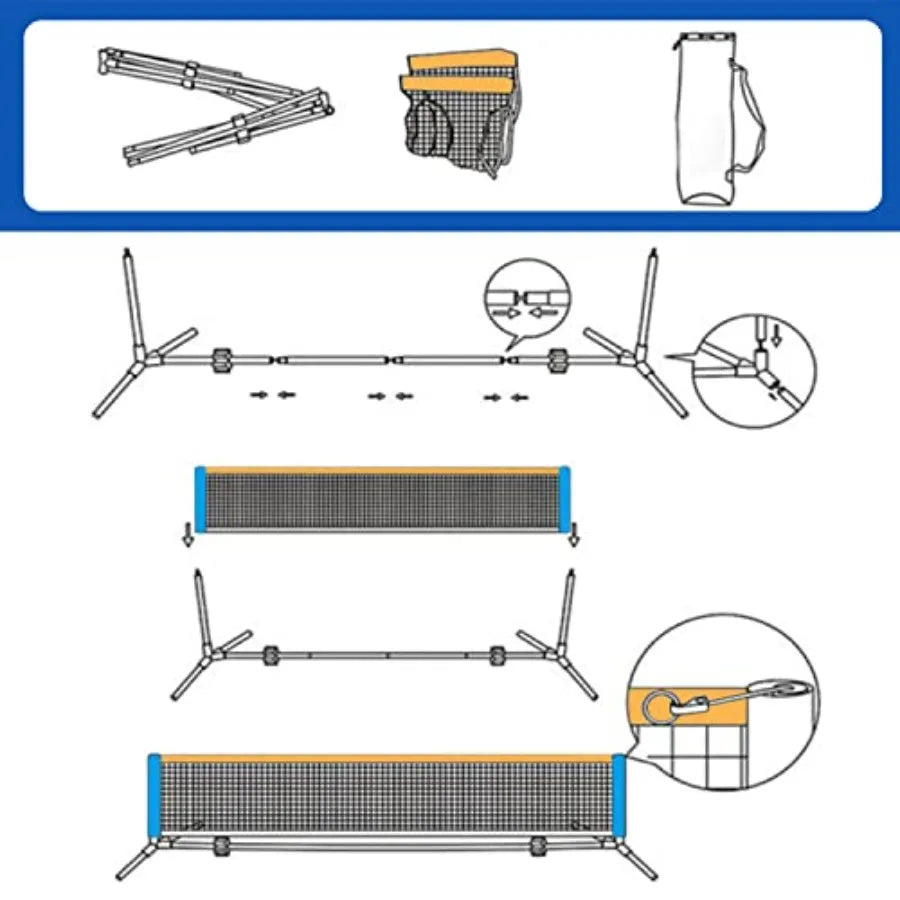 Portable Soccer Tennis Net System With Carry Bag For Courts
