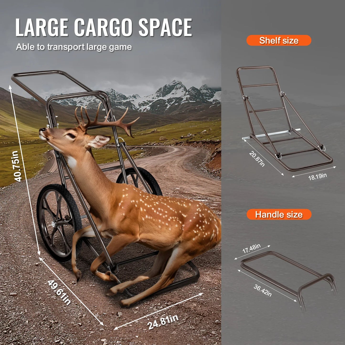 Heavy Duty Folding Deer Cart With 500 Lbs Hunting Hauler