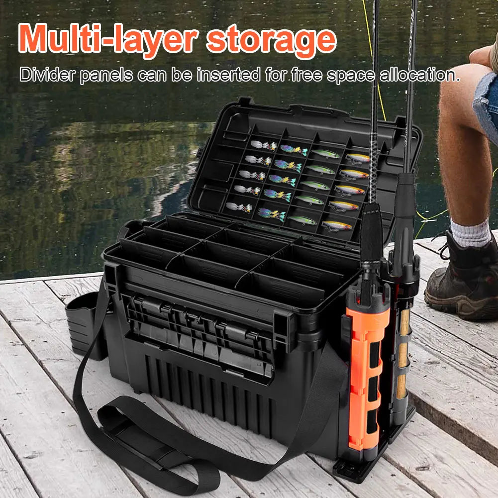 ATUOTIN 2 Tier Fishing Tackle Box Storage Organizer Case