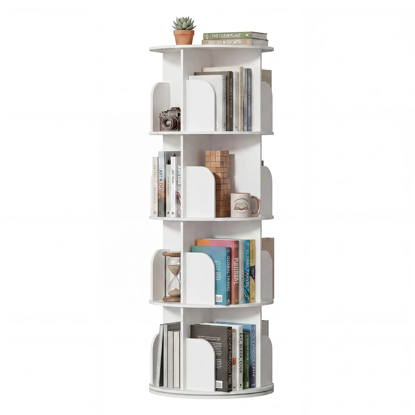 MCQ Rotating Bookshelf For Living Room With Modern Cube Storage